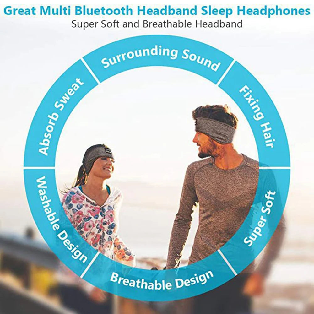 Bluetooth-Compatible Earphones Sports Sleeping Headband Elastic Wireless Headphones Music Eye Mask Wireless Eye Headset Headband