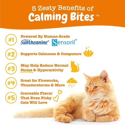 Calming Bites for Cats, Stress & Anxiety Relief Supplement, Bacon Flavor, 30 Ct