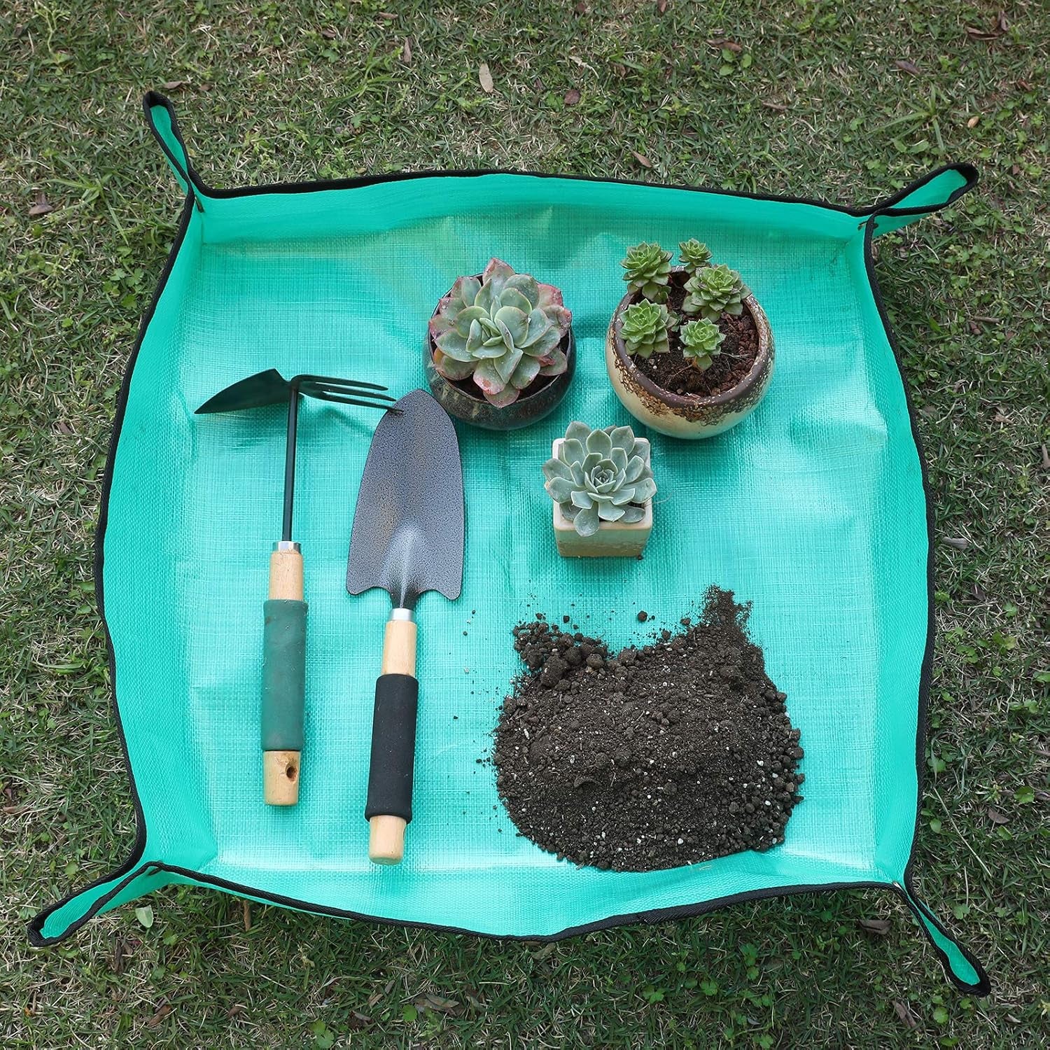 PE Plant Repotting Mat Waterproof, Indoor Succulent Potting, Portable Gardening Transplanting Mat,26.8X26.8 Inch