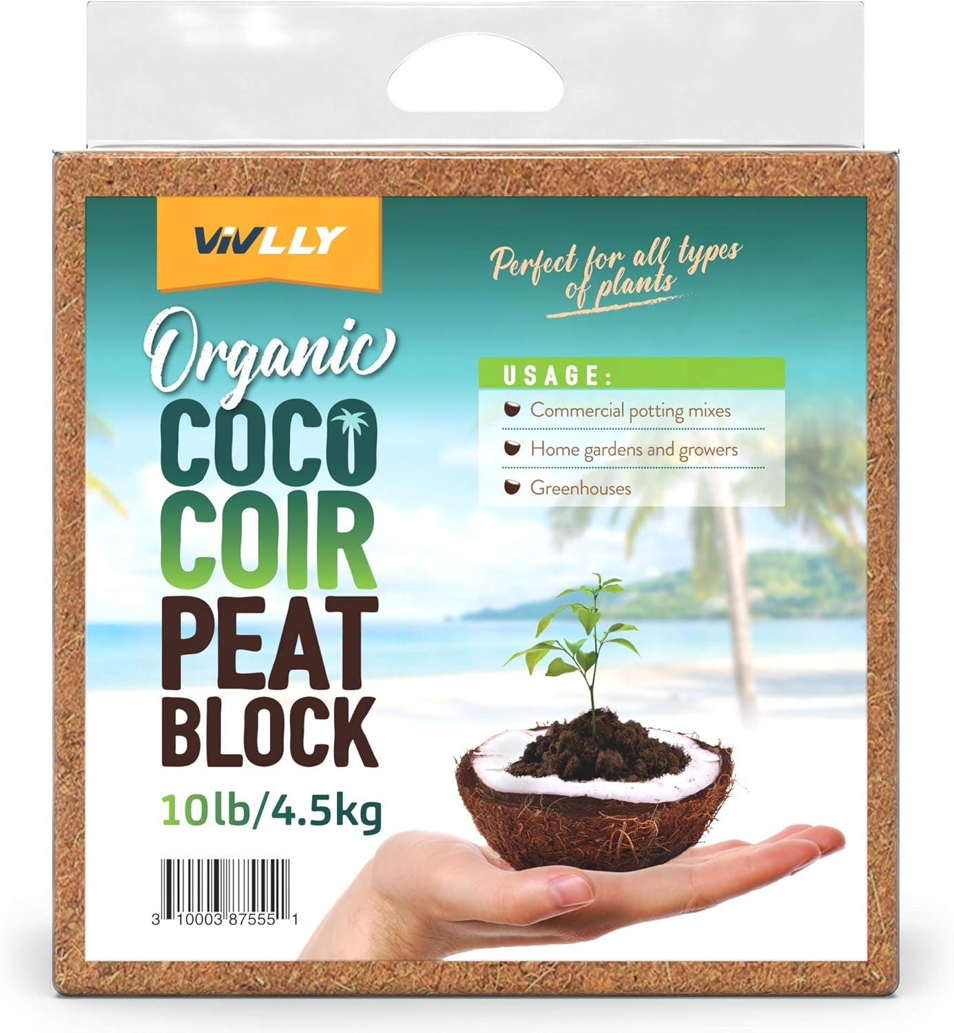 Coco Coir Brick for Plants, 1-Pack 100% Organic Potting Soil for Indoor and Outdoor Plants Seed Starter Coconut Mix Soil with High Expansion for Herbs & Flowers